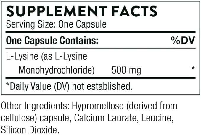 Lysine, 60 vegetariánských tobolek - Thorne Research