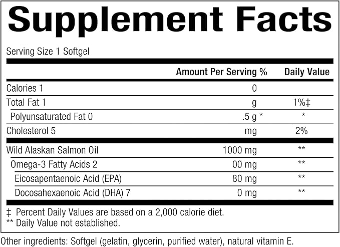 Omega Factors Wild Alaskan Salmon Oil 1000mg, 180 Softgels - Natural Factors