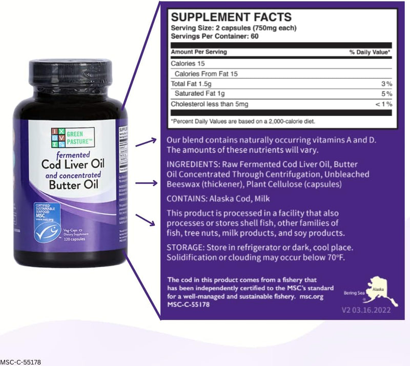 Fermented Cod Liver Oil – 120 Caps – Green Pasture
