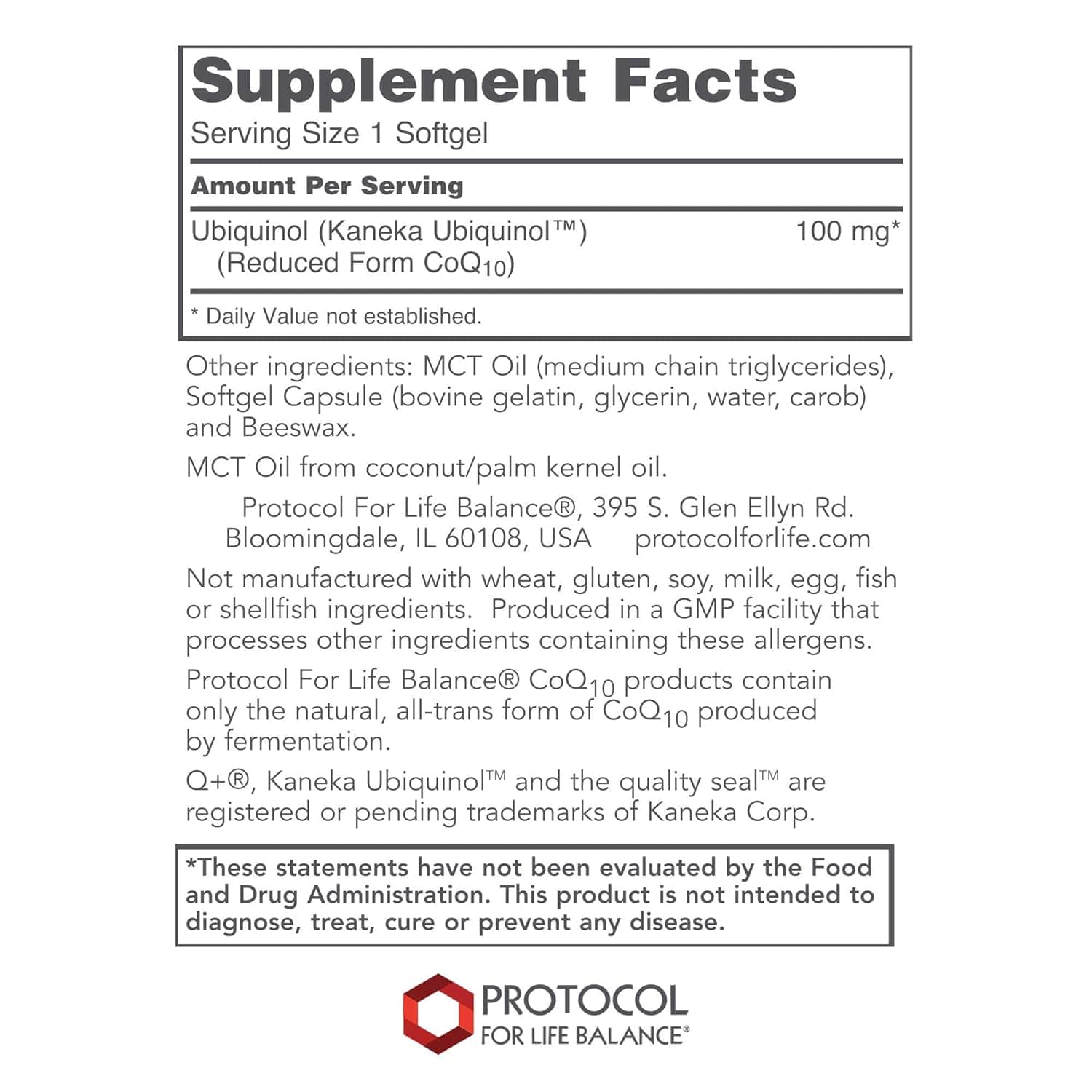 Ubiquinol 100mg 60 gels - Protocol For Life Balance