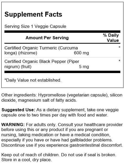 Açafrão e pimenta preta 60 cápsulas vegetarianas - Swanson