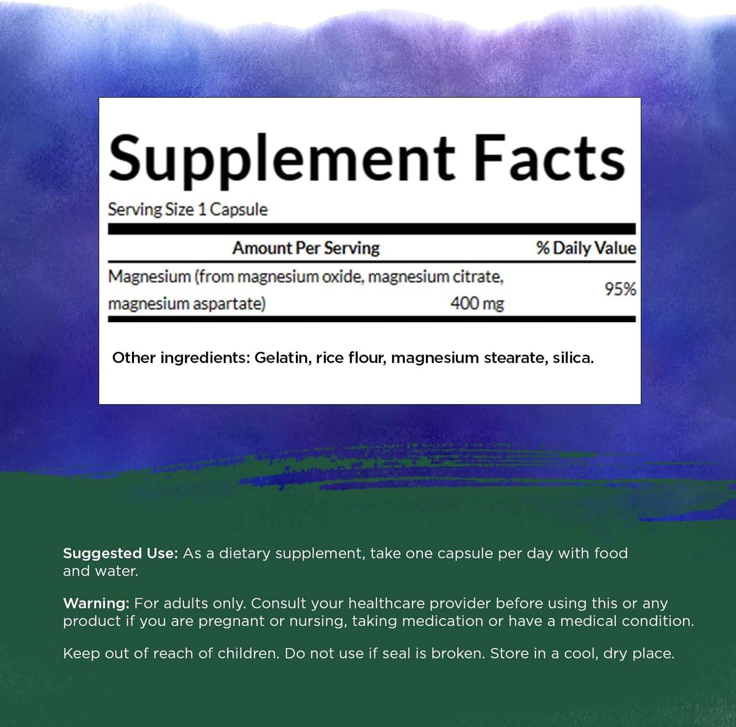 Kolmekordne magneesiumkompleks 400 mg (100 kapslit) - Swanson