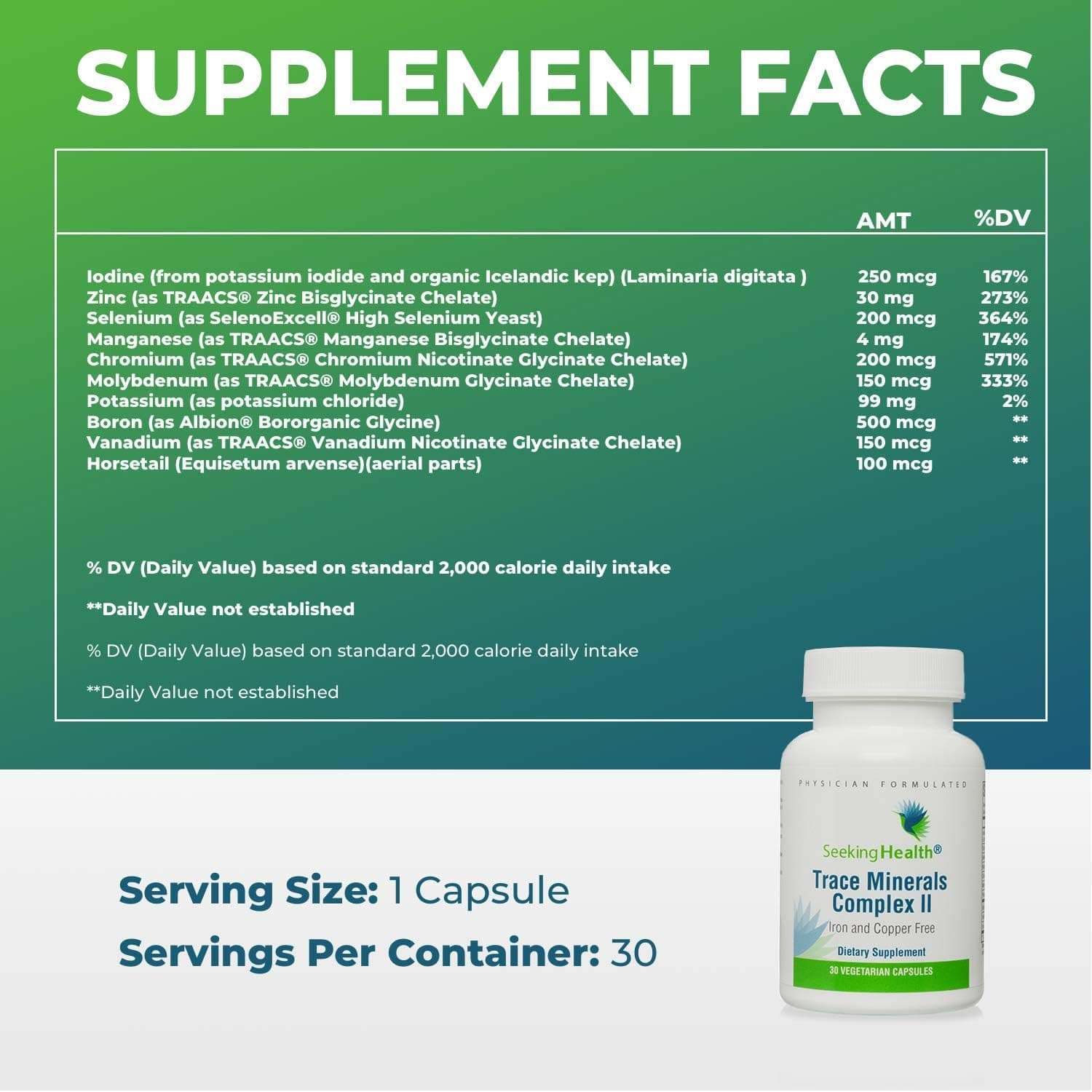 Trace Minerals Complex II - Iron and Copper Free - 30 Vegetable Capsules - Seeking Health