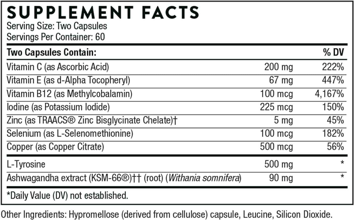 Тироцин, кофактори на щитовидната жлеза, 120 вегетационни капачки - Thorne Research