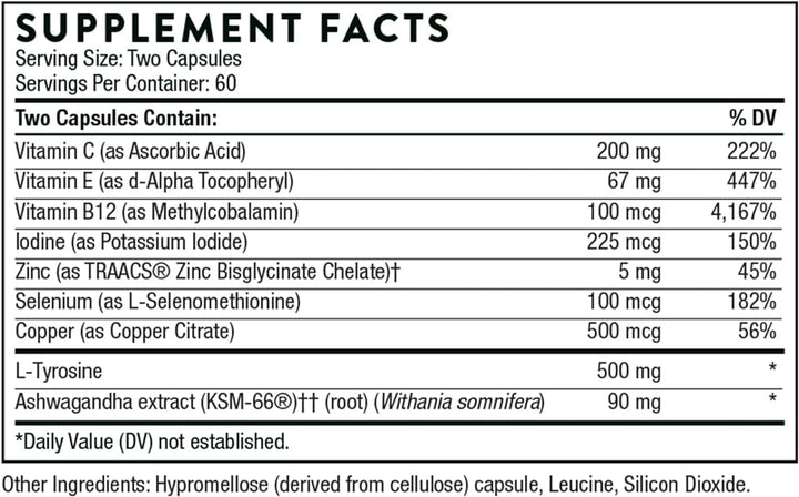 Tirocsina, cofatores da tireóide, 120 Caps vegetarianos - Pesquisa Thorne