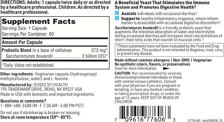 Ther-biotique Saccharomyces Boulardii 60 capsules - Klaire Labs (SFI Health)