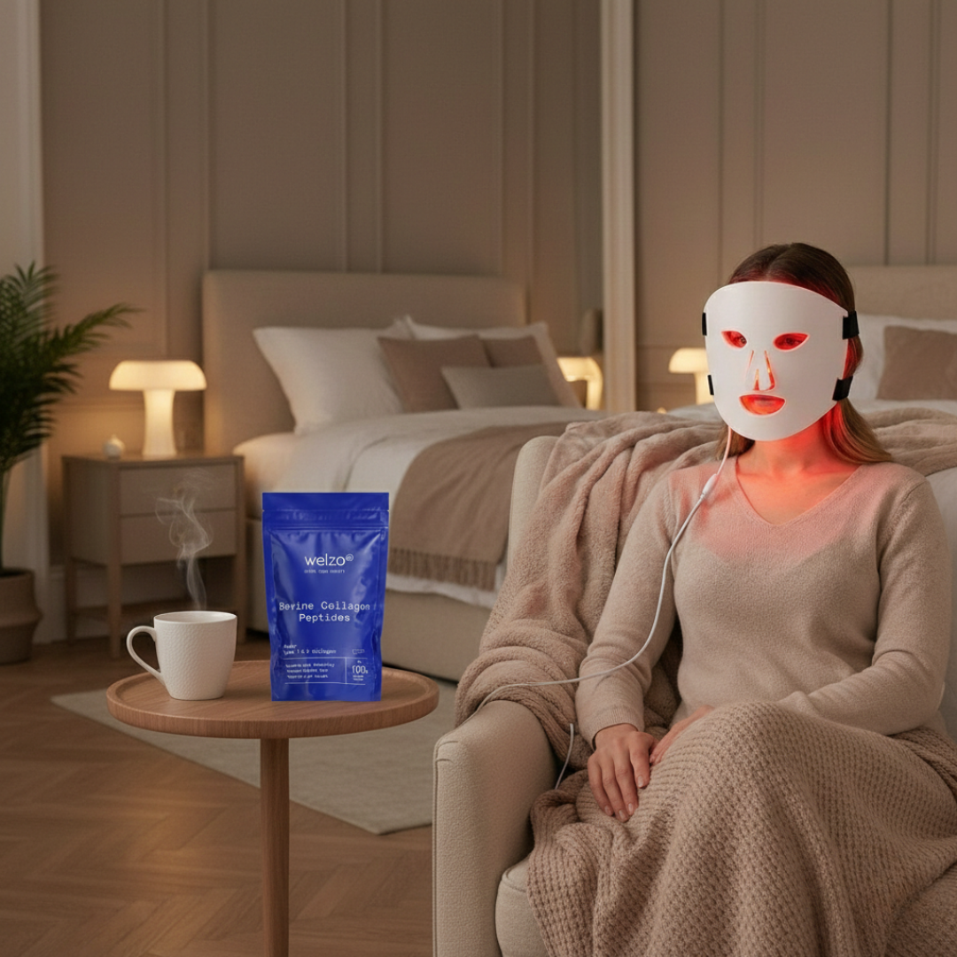 Welzo Red Light Face Mask and Collagen Routine