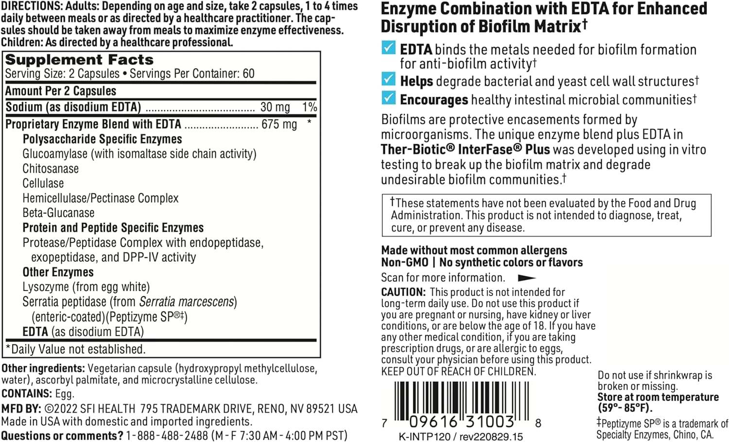 Ther -biotyczne interfaza ™ 60 warzyków - Klaire Labs (SFI Health)