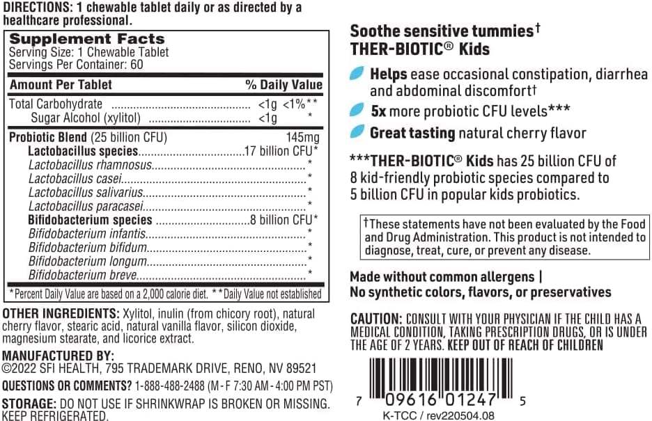 Ther-Biotic Children’s Chewable, 60 Chewable Tablets - Klaire Labs