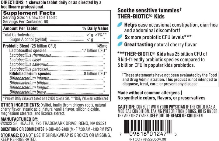 Ther-biotic Children’s Mrighable, 60 comprimés à croquer - Klaire Labs (SFI Health)