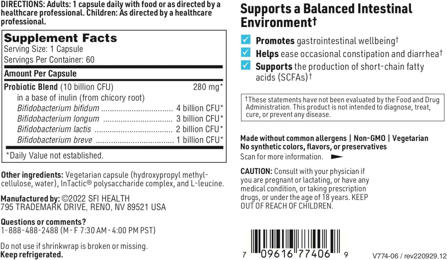 Ther -Biotic Bifido (tidligere faktor 4), 60 kapsler - Klaire Labs (SFI Health)