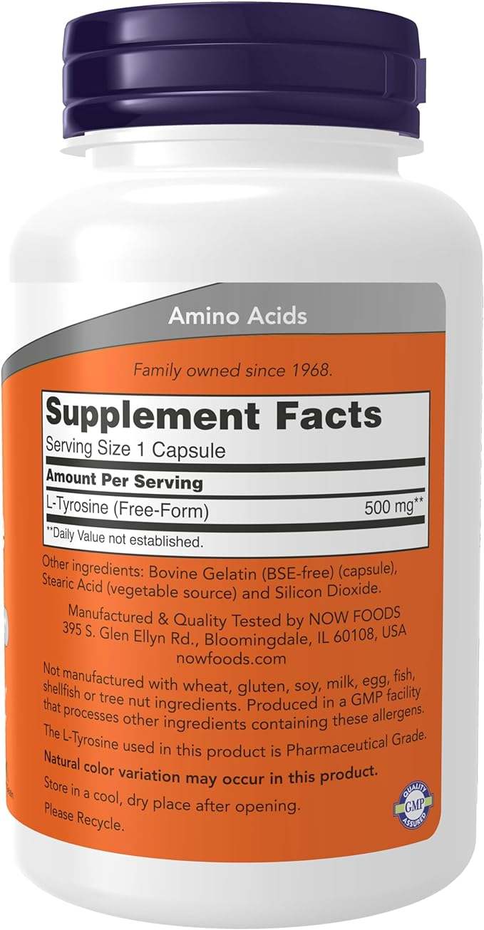 L -Tyrosina 500mg, 120 Capsule - Ora alimenti