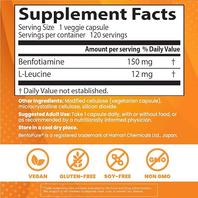 Benfotiamina con Benfopure 150mg, 120 cápsulas - El mejor médico