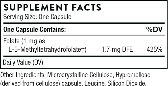 5 -MTHF Metil folat - (5 mg) 60 Veg kape - Thorne