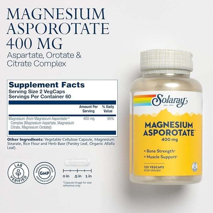 Magnesium Asporotate - 120 Veggie Caps - Solaray