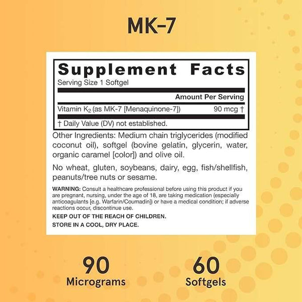 MK-7, βιταμίνη Κ2 ως MK-7 90MCG 60 Softgels-Jarrow Formulas