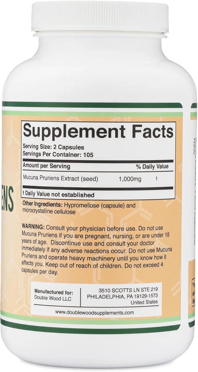 Double Wood Mucuna Pruriens - 210 x 500 mg de capsules