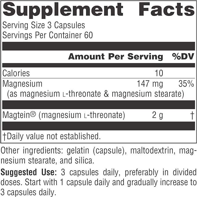 Magtein, Magnesio L -Threonato, 667 mg, 180 Capsule - Source Naturals