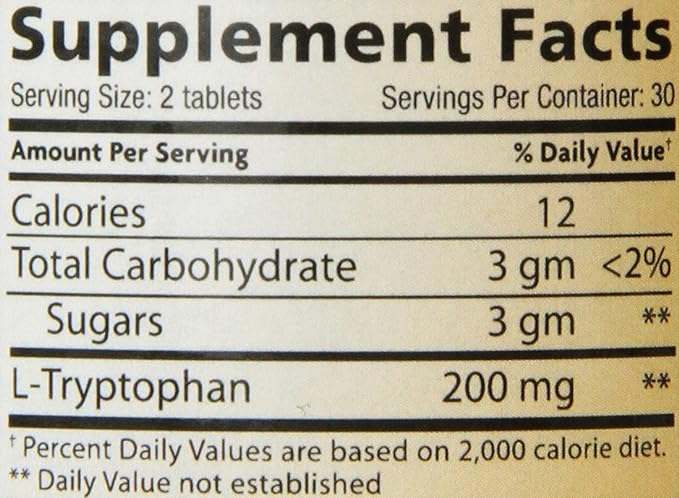 L -Tryptophan Chewable - аромат на ванилия - 60 дъвчета - Lidtke