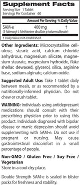 SAM-e, 400mg 60 Enteric Coated Tablets - Doctor's Best