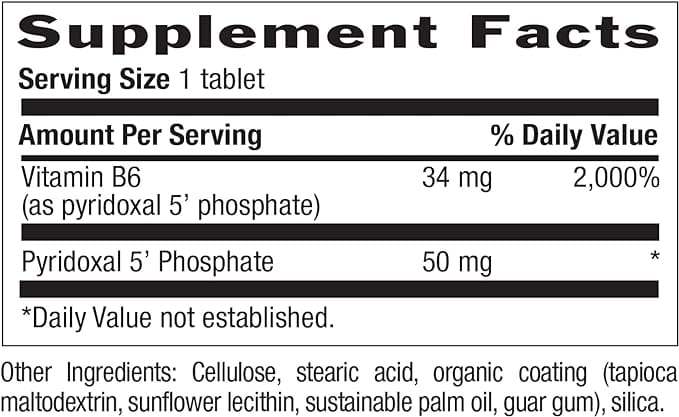 P-5-P (Pyridoxal 5 'фосфат), 50 mg, 100 таблетки-Животът на страната