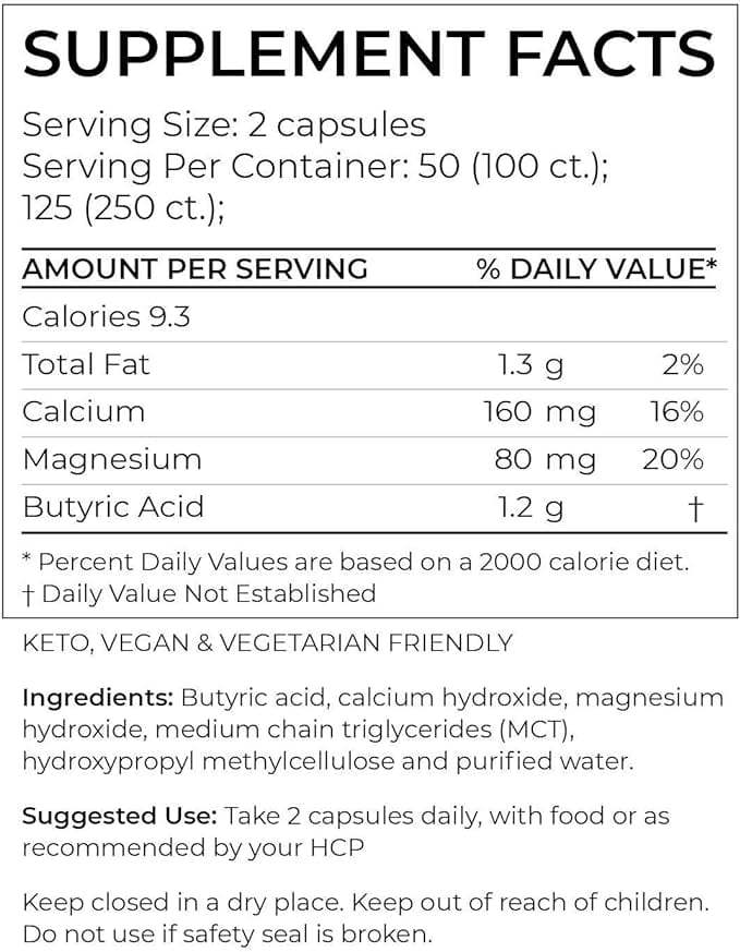 Calcium -Magnesium -Butyrat - 250 Kapseln - Bodybio