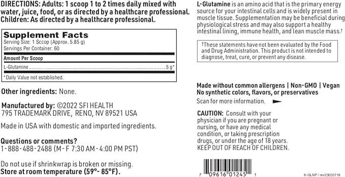 L -gliutamino milteliai (351G) - „Klaire Labs“ („SFI Health“)