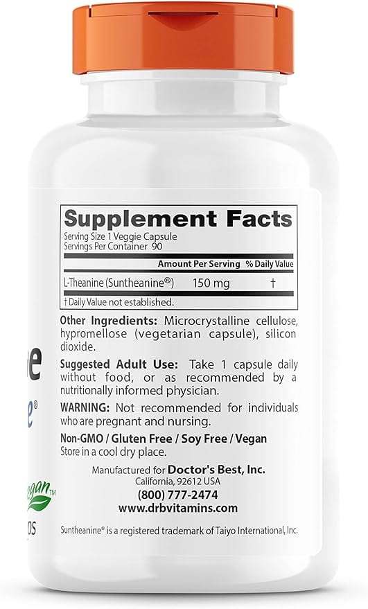 Suntheanine L-Theanine 150mg, 90 Capsules - Doctor's Best - Welzo