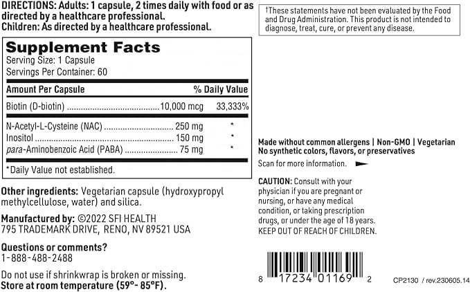 Formula de păr și unghii, 60 de capsule - Klaire Labs (SFI Health)