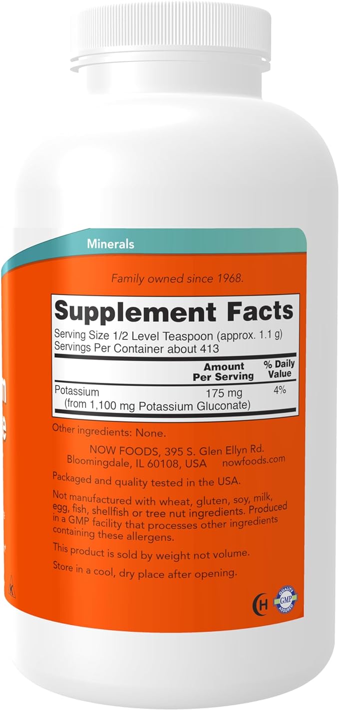 Potassium Gluconate, 100% Pure Powder, 454g - Now Foods
