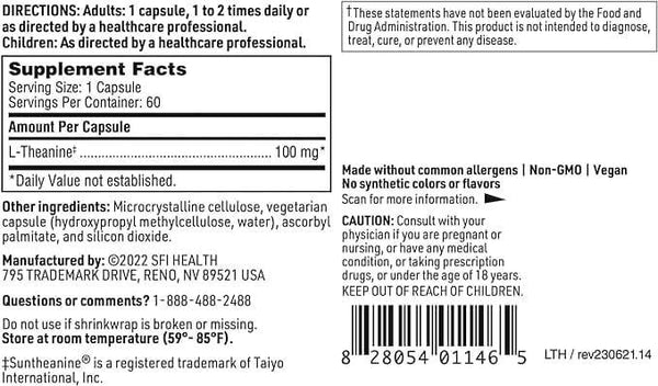 L -theanin 100mg, 60 tobolek - Klaire Labs (SFI Health)