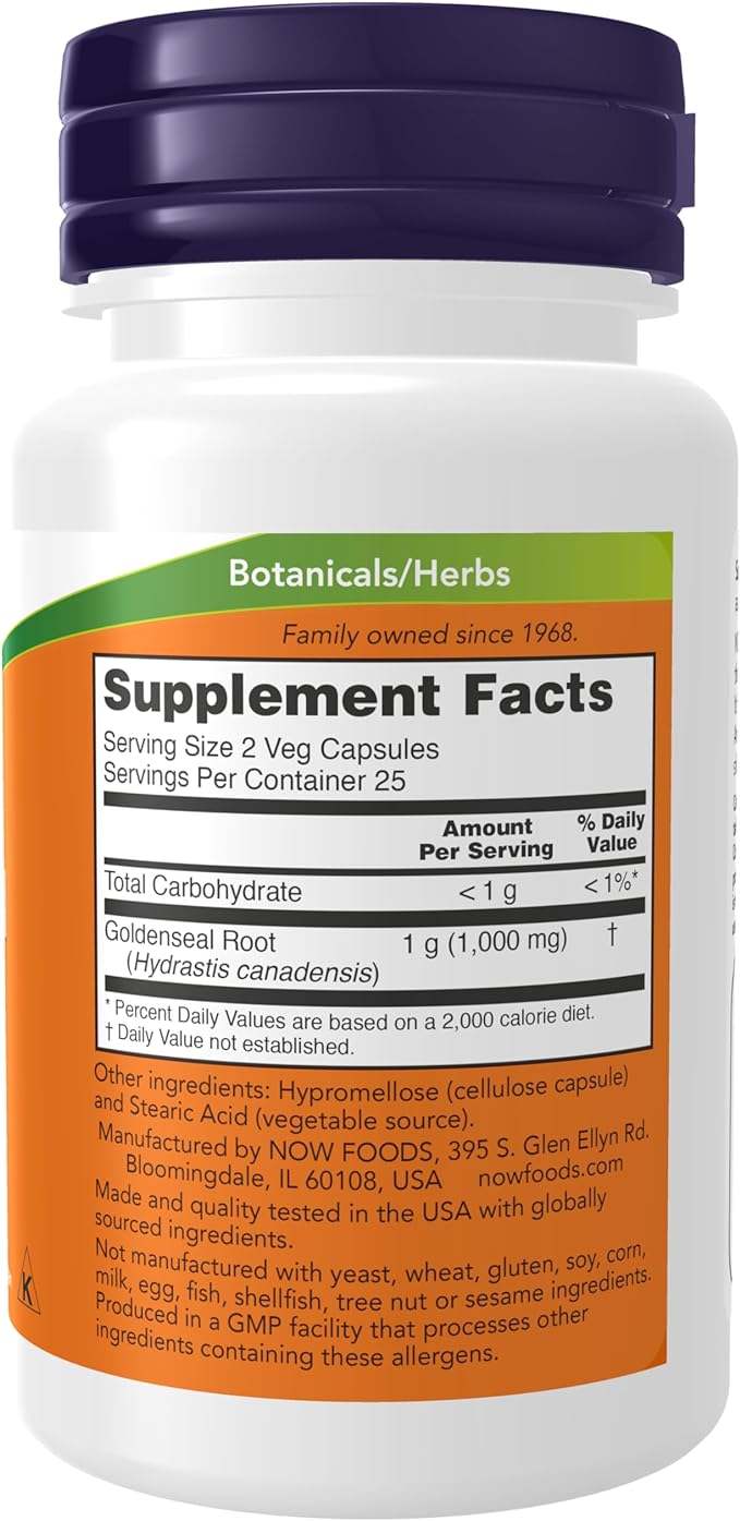 Goldenseal Root 500mg 50 καπάκια - τώρα τρόφιμα