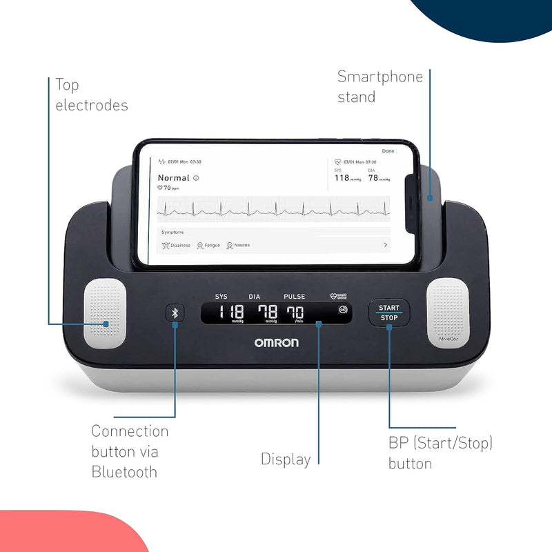 OMRON Complete 2-in-1 Upper Arm Blood Pressure Monitor & ECG Machine - AFib Detection, Bluetooth App Sync, Clinically Validated, Free 1-Year Premium App Access