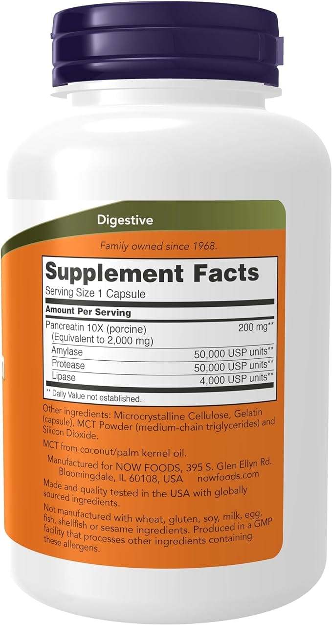 Pancréatine 2000 (10x 200 mg) 250 capsules - maintenant aliments