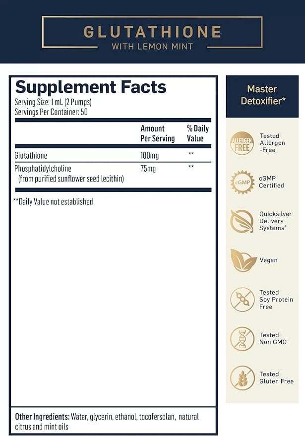 Λιποσωμική γλουταθειόνη με λεμόνι μέντα - 50ml - Quicksilver Scientific