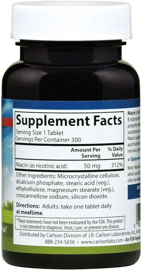 Niacin 50 mg 300 tablet - Carlson Labs