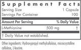 L-Méthionine 500 mg - 100 capsules de légumes - groupe de recherche Nutricology / Allergy