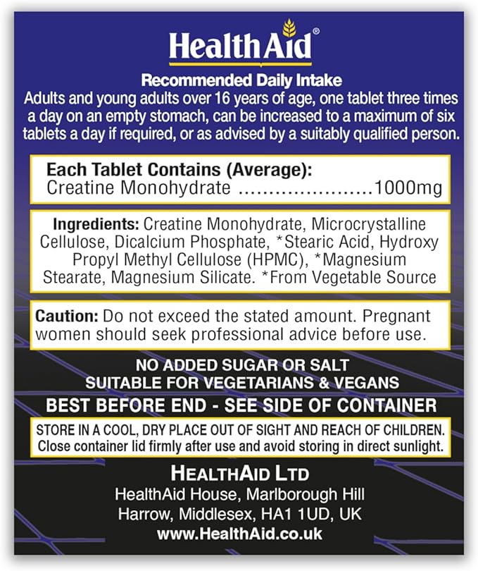 HealthAid Creatine Monohydrát 1000 mg - 60 tablet