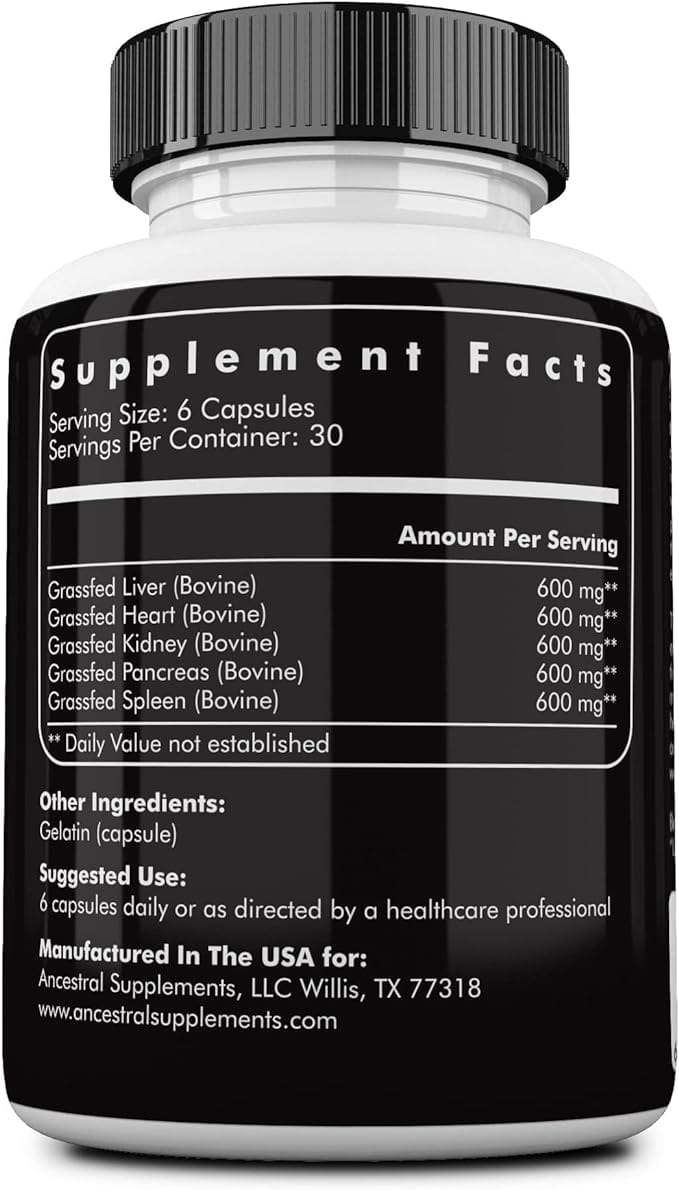 Grassfed Beef Organs, 180 capsules - Ancestral Supplements