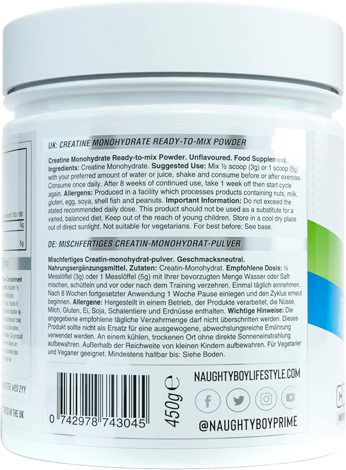 Naughty Boy Creatine, Unflavored - 450 grams