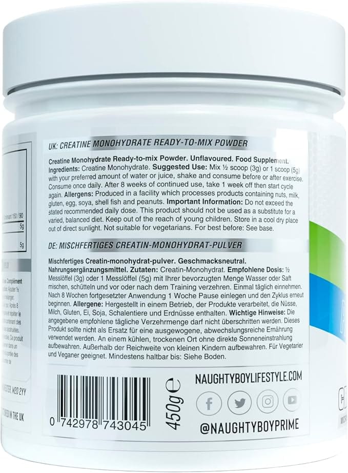 Naughty Boy Creatine, Unflavored - 450 grams