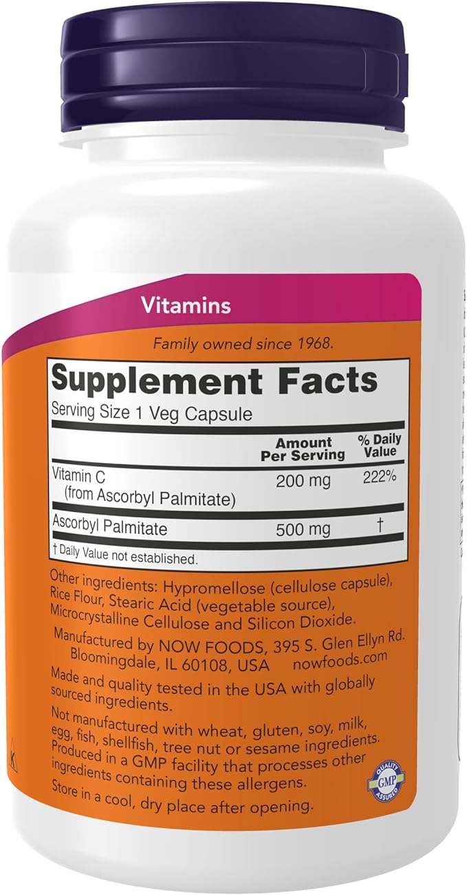 Ascorbyl Palmitate 500mg, 100 Capsules - Now Foods