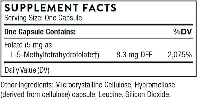 5-MTHF Methyl Folate - (15 mg) 30 Veg Caps - Thorne