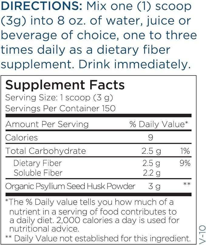 Органичен Psyllium Husk Powder (454G) - Метаболитна поддръжка
