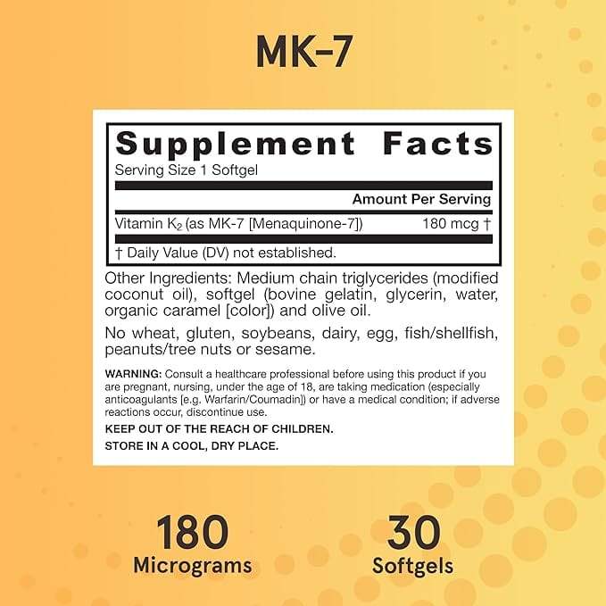 MK -7 (vitamina K2) 180mcg - 30 Softgels - Jarrow Fórmulas
