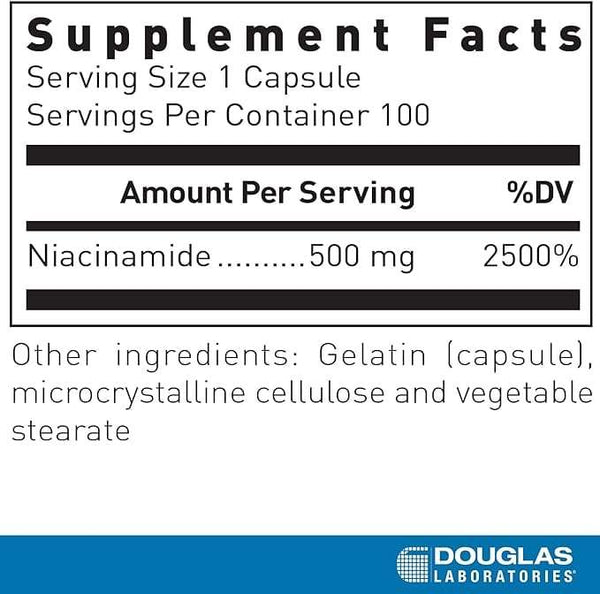 Ниацинамид 500 mg 100 капсули - Douglas Labs