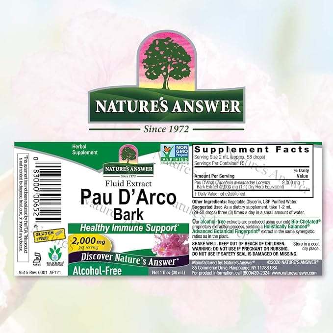 Casca de pau d'Arco (livre de álcool) 30ml - resposta da natureza