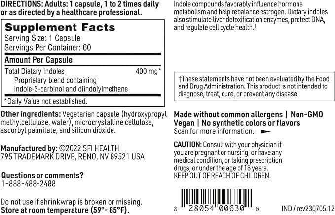 Indole Forté, 60 kapsul - Klaire Labs (SFI Health)