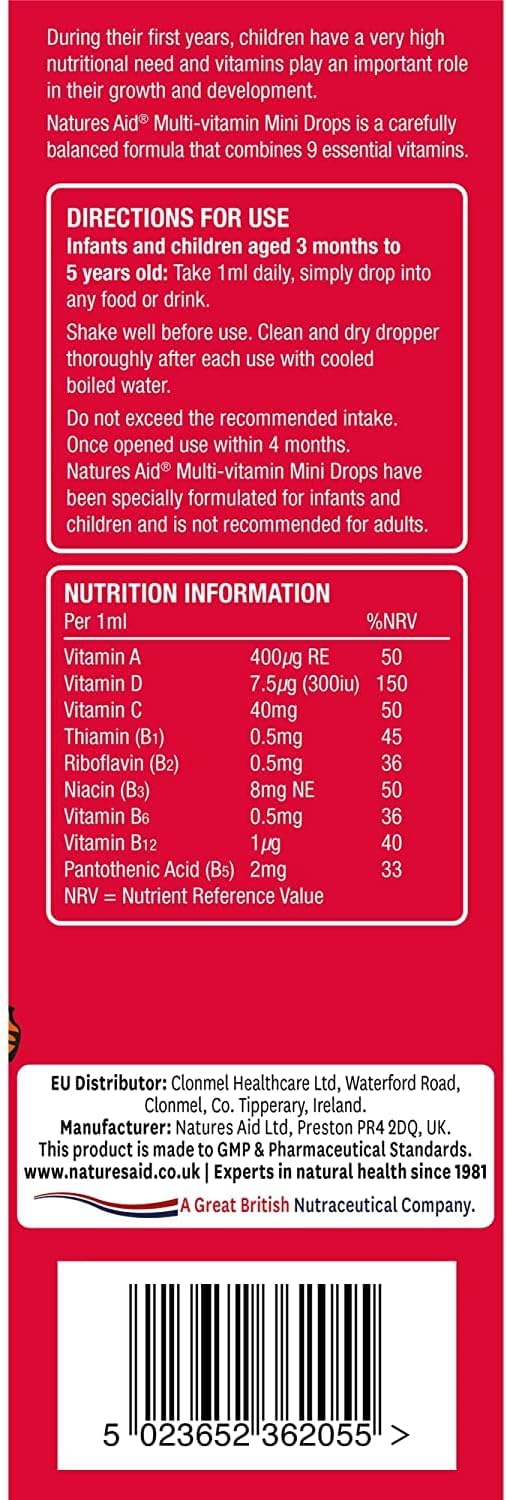 Gouttes multi-vitamines pour les nourrissons et les enfants (orange) - 50 ml - aide à la nature