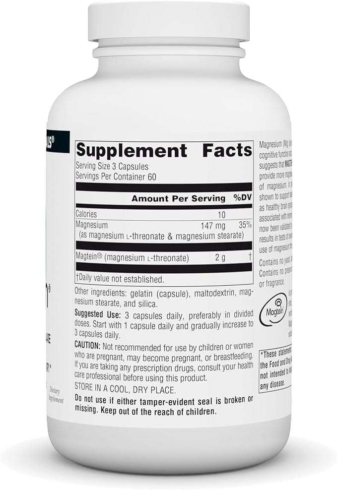 Magtein, Magnesium L-Threonate, 667 mg, 180 Capsules  - Source Naturals